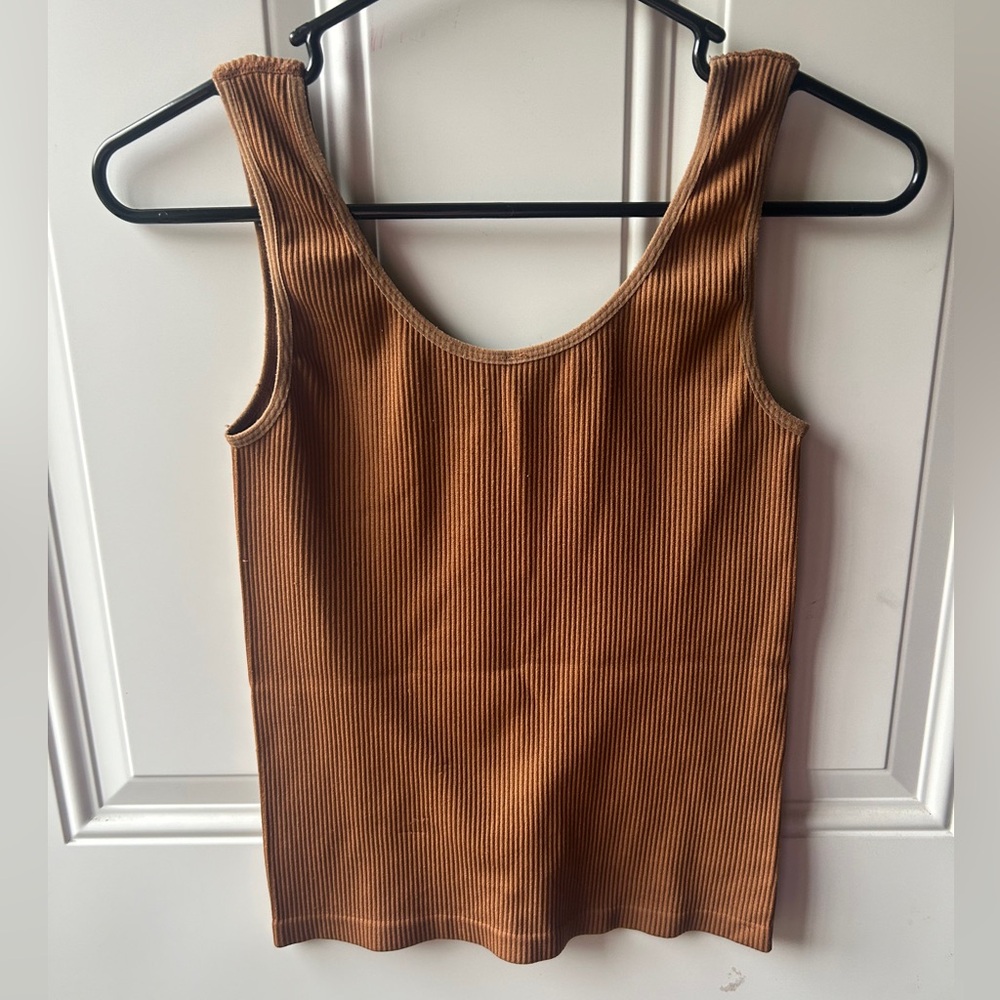 Brown Ribbed Tank Top - Picture 2 of 3